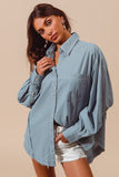 Lightweight Contrast Stitching Button Down Shirt