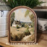 Arch Top White Cottage Framed Art