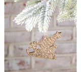 3.5"w Gold Sleigh Ornament