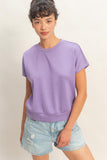 Crew Neck Short Dolman Sleeve Top