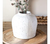 11" Reactive White Wide Vase