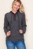 Suede Contrasted Hoodie Knit Top