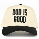 God Is Good Embroidered Letter Two Tone Trucker Hat