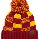 C.c Buffalo Check Team Color Beanie With Pom Winter Beanie