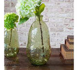 14" Green Recycled Glass Vase