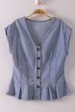 Pleated Washed Denim Vest