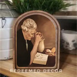 Arch Top Praying Woman Framed Art