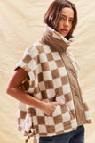 Oversized Sherpa Fleece Checker Vest Jacket