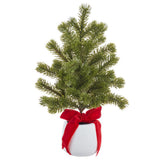 12" Spruce Tree In Cement Pot