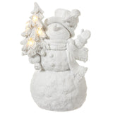 8" Snowman With Tree And Light