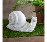 11.8" White Cement Garden Snail