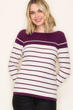 Boat Neck Color Blocked Waffle Top
