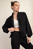 Curvy Crinkle Woven Long Sleeve Jacket