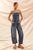 Strapless Barrel Denim Jumpsuit