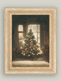 Glowing Christmas Tree Framed Antique Art | 7x9
