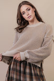 Two Tone Striped Casual Knit Sweater