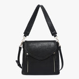 Lorelei Double Zip Crossbody – Whipstitch Trim | Black