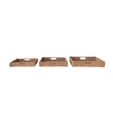 22L x 16W x 3H Woven Bankuan Trays w Handle,Natural