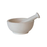 8 Round x 3H Stoneware Mortar &Pestle, White