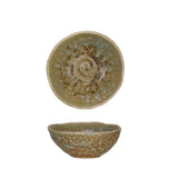 4 Round Stoneware Bowl, Green & Blue