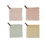 Cotton Crocheted Pot Holder W/ Leather Loop