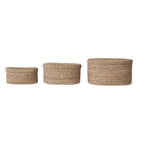 Hand Woven Seagrass Baskets with Lids
