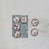 Round Metal Magnets with Dried Flowers