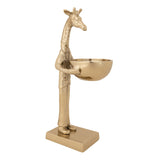 6" x 13" Cast Aluminum Giraffe Holding Bowl