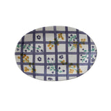 Hand-painted Stoneware Cheese/serving Boardw Plaid Pattern