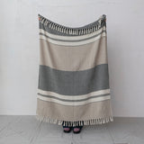 Woven Recycled Cotton Striped Throw with Fringe