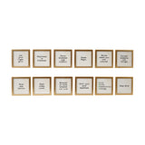 3" Square Metal & Glass Frame Magnet W Saying,Gold Finish
