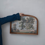 Wood Arched Framed Glass Wall Décor With Landscape