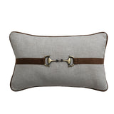 Viscose & Linen Lumbar Pillow with Faux Suede Belt & Metal Buckle