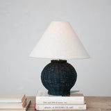 Hand-woven Rattan Table Lamp with Linen Shade