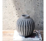 8.6" Tan Ribbed Vase