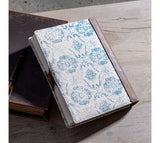 8" Blue Fleur Canvas Leather Journal