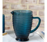 7.3" Blue Dot Glass Pitcher