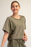 Terry Butter Cropped Short Sleeve Top