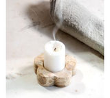 Beige Marble Flower Tealight Holder