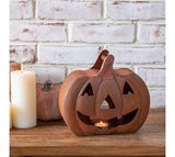 9" Rustic Jack-O-Lantern Candle Holder
