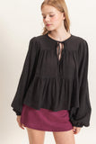 Tie Front Peplum Blouse