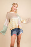 Curvy Color Block And Stripe Knit Sweater