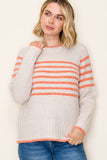 Pop Color Trimmed Striped Pullover