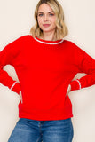 Contrast Color Blanket Stitched Sweatshirt