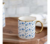 Gold Accent Blue Floral Mug