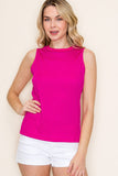 Crew Neck Sleeveless Seersucker Knit Top