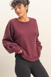 Brushed Waffle Long Sleeve Casual Top