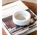 4" White Round Marble Tray