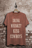 Drink Whiskey Kiss Cowboys Graphic Top