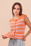 Stripe Button Down Knit Sweater Top